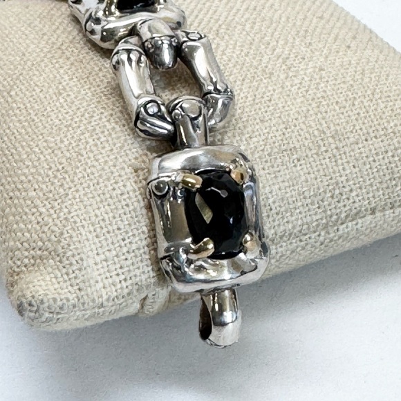 John Hardy Bamboo Link Black Onyx Bracelet .925/18K Gold - Picture 6 of 10